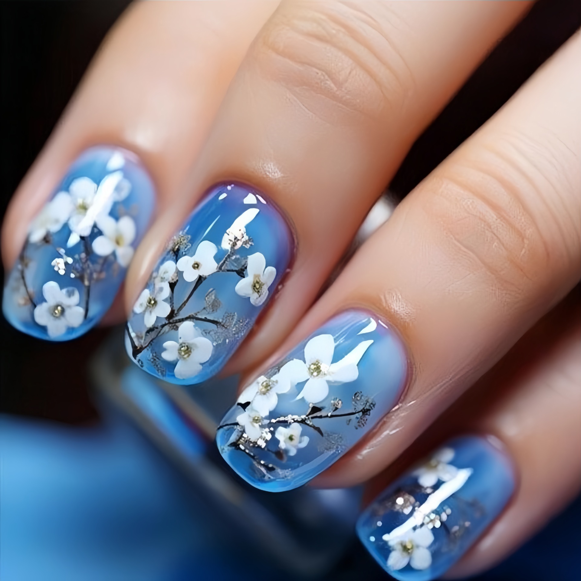 Nail Art Press On - 여성 소녀용 미디엄 가짜 손톱 봄
