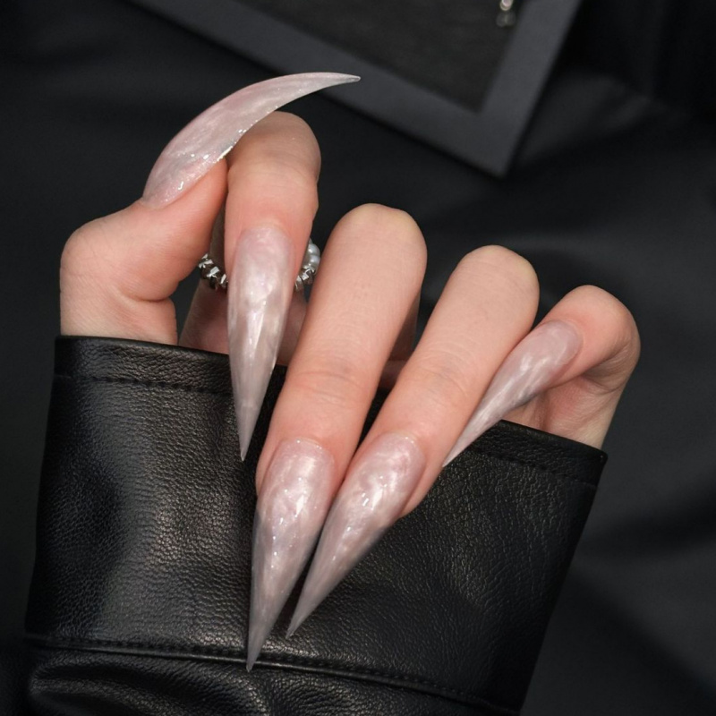 Nail Art Glossy - 유럽과 미국 스타일의 수제 인조 손톱,