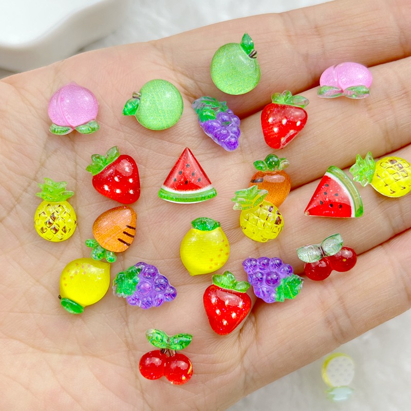 Nail Art Glossy - 50pcs 수지 다채로운 반짝이 사과 포도