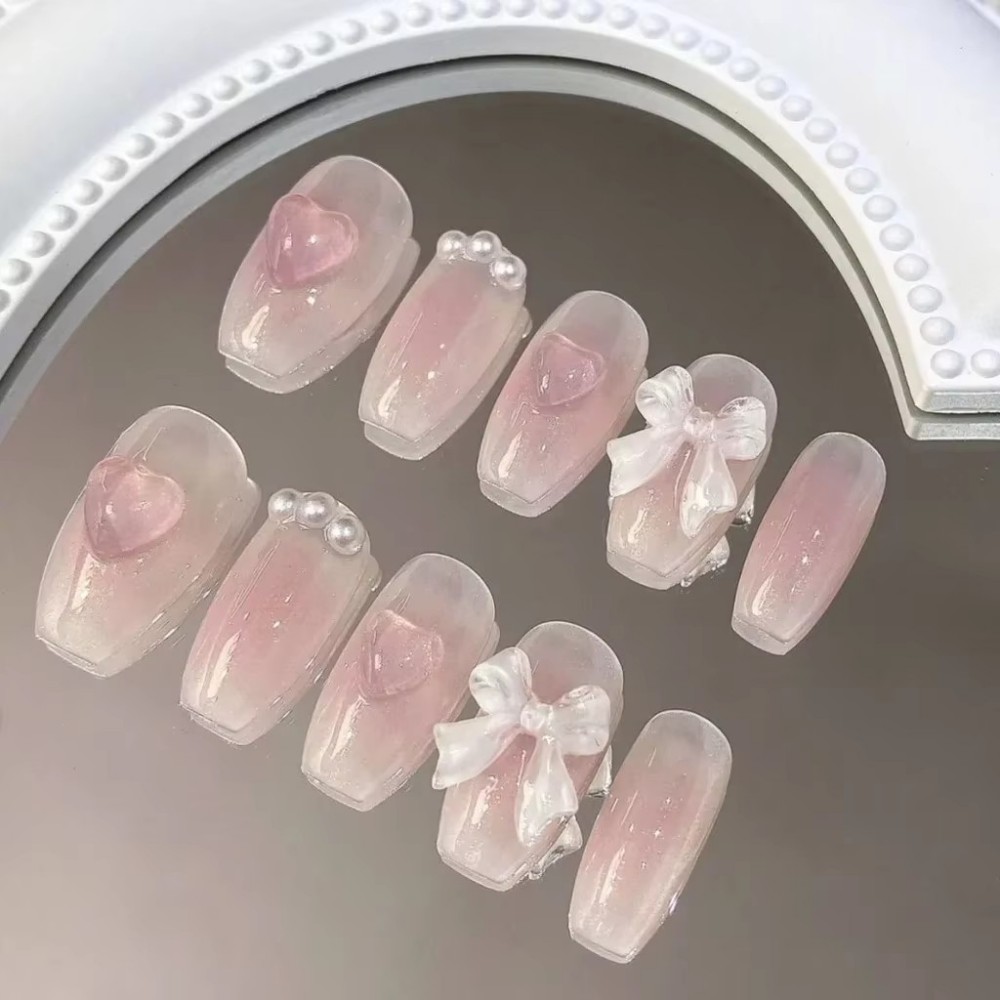 Nail Art Pink - 귀여운 핑크 스윗 프린세스 탈부착 가능한
