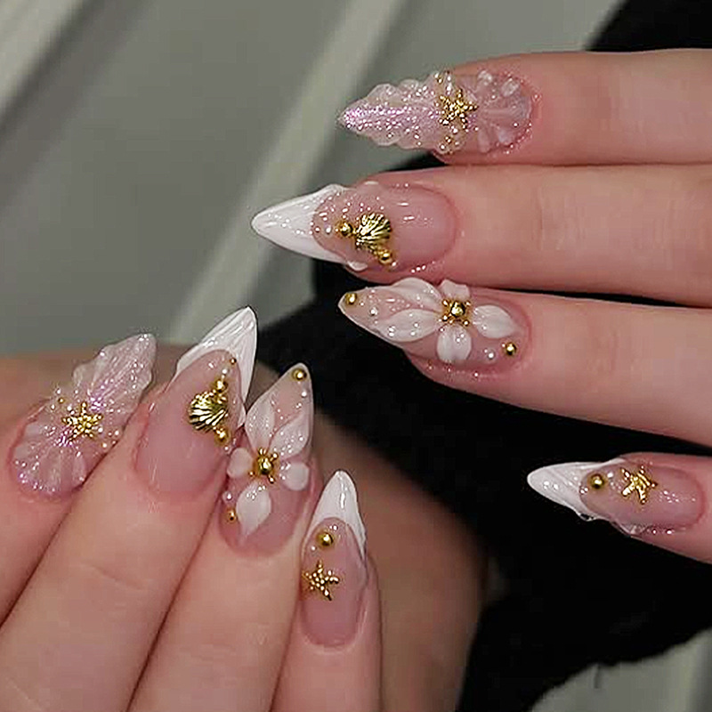 Nail Art Pink - 24개입 완성형 아몬드 프레스온 네일 아트