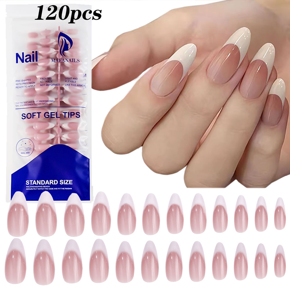 120pcs 핑크 미디엄 아몬드 프렌치 틀린 손톱 그라 - Nail Art Press On 리뷰 및 가격