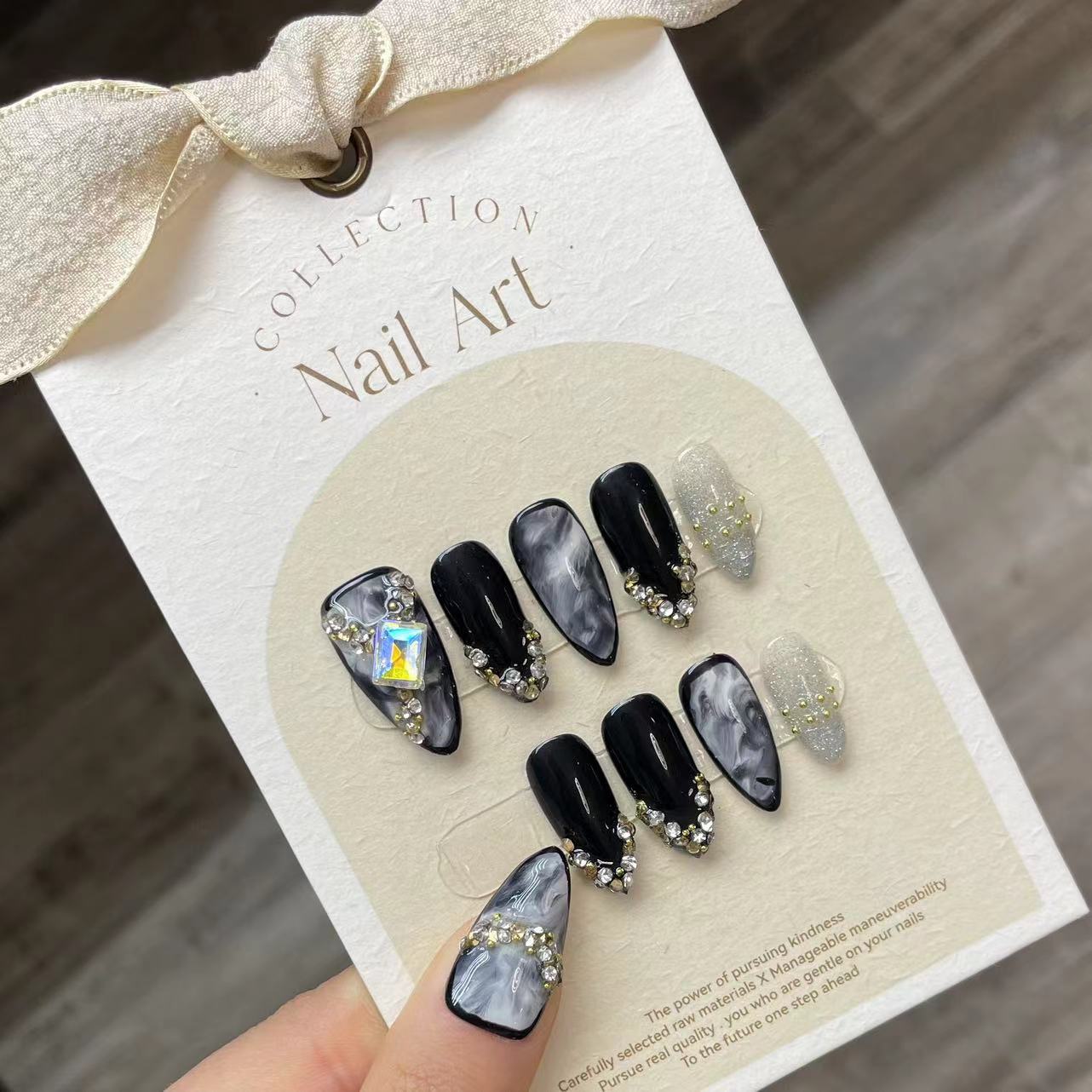 여성용 핸드메이드 프레스 네일, 블랙 쿨 유럽 가짜 손 - Nail Art Pink 리뷰 및 가격