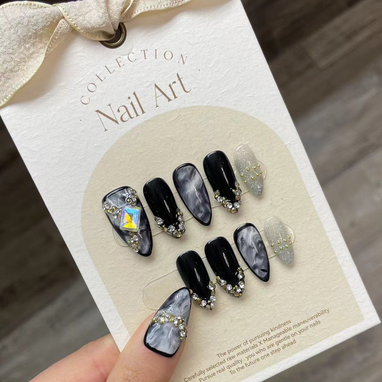 여성용 핸드메이드 프레스 네일, 블랙 쿨 유럽 가짜 손 - Nail Art Pink 리뷰 및 가격
