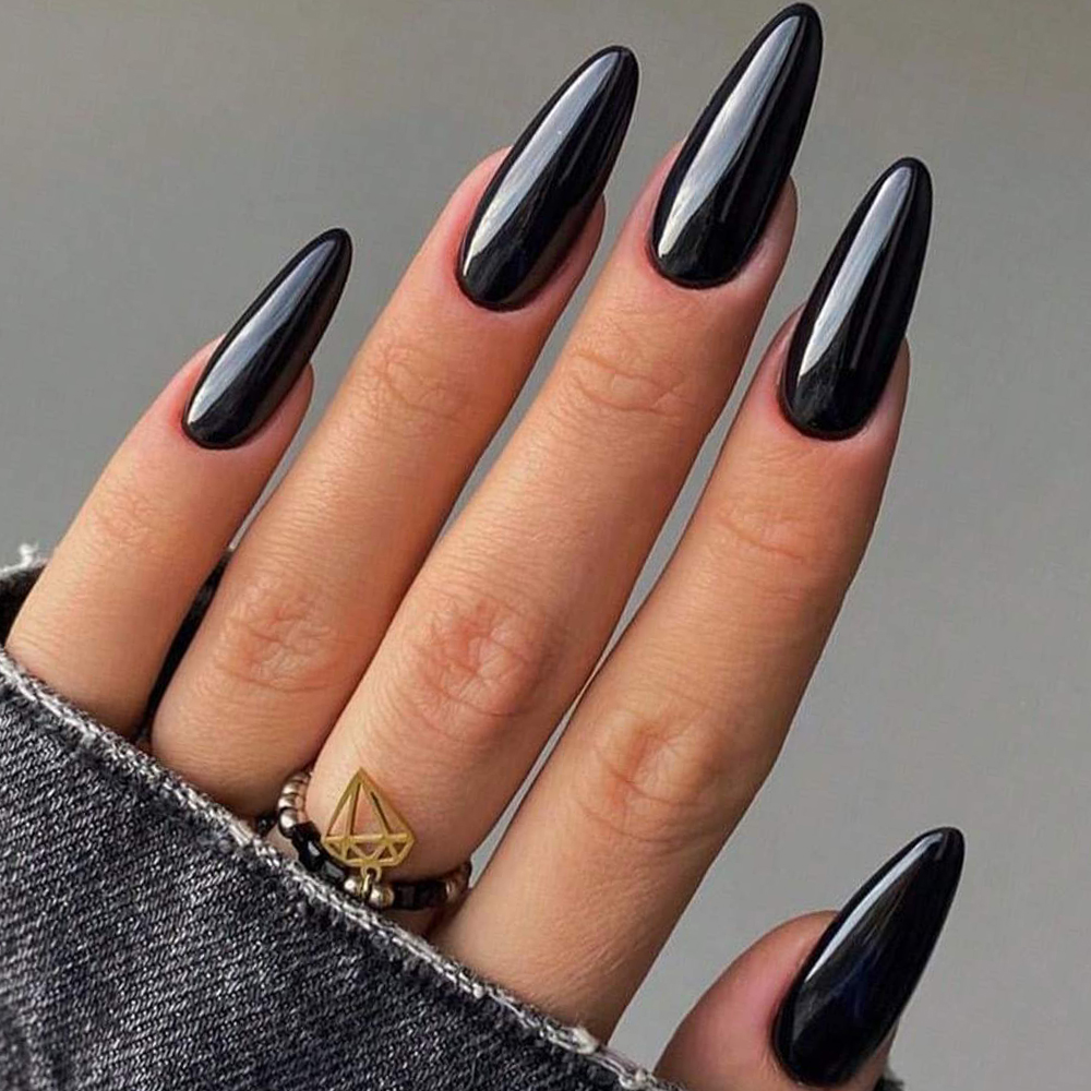 100개 알몬드 프레스온 네일 중간 길이 블랙 무광 알 - Nail Art Pink 리뷰 및 가격