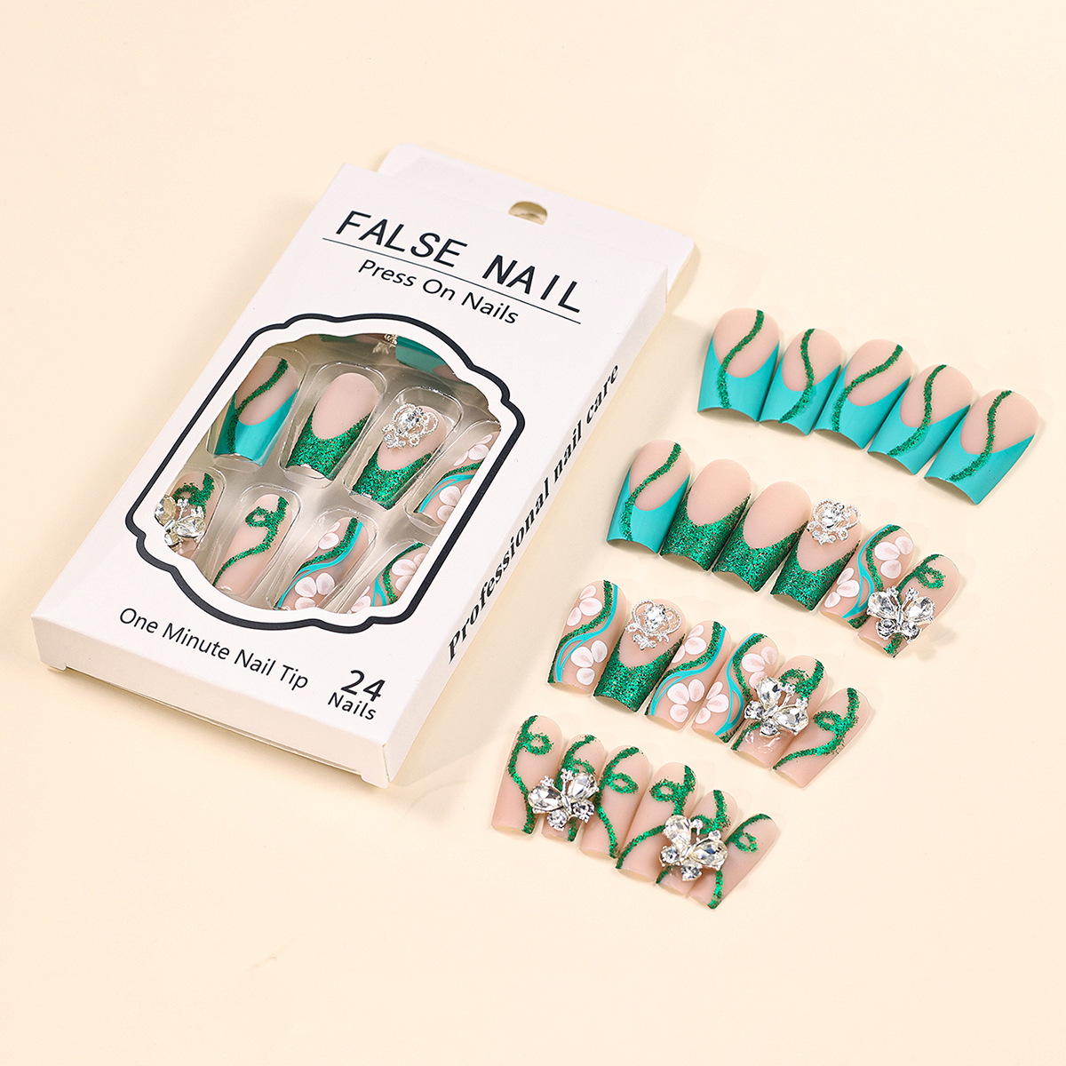 긴 관 프레스 손톱 발레리나 가짜 손톱 광택 접착제,  - Nail Art Press On 리뷰 및 가격
