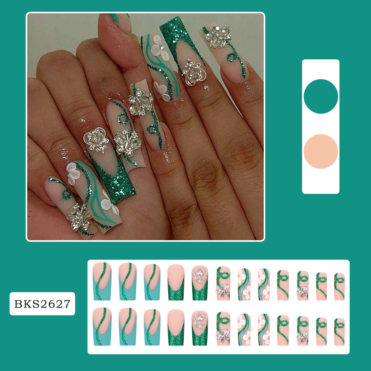 긴 관 프레스 손톱 발레리나 가짜 손톱 광택 접착제,  - Nail Art Press On 리뷰 및 가격