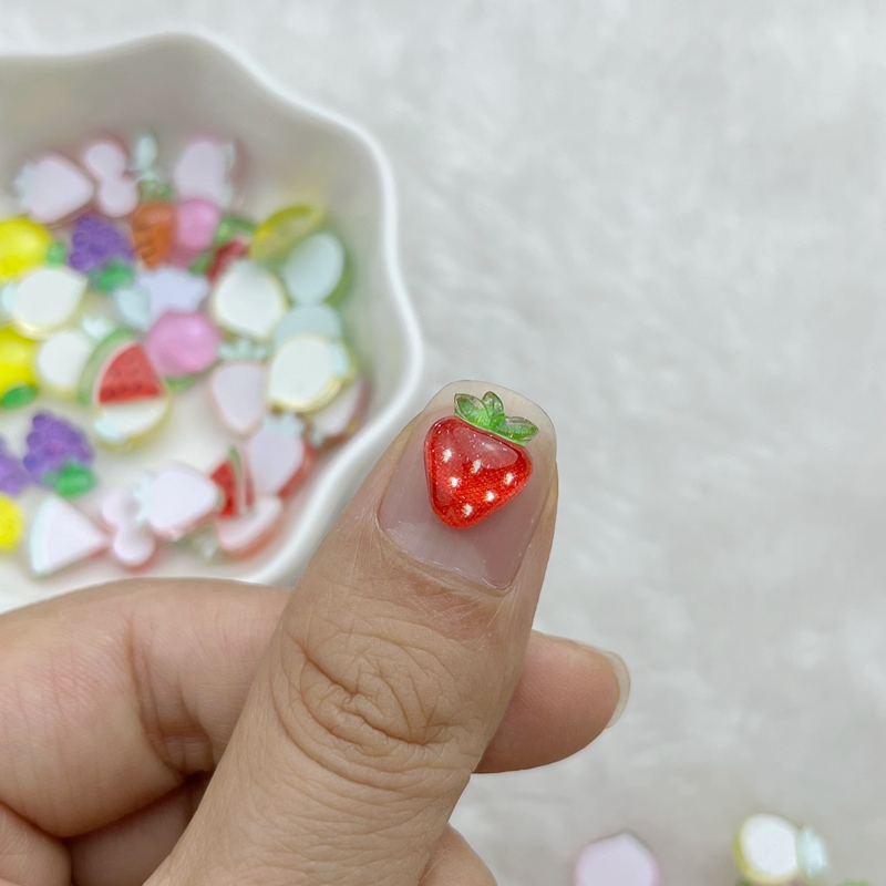 50pcs 수지 다채로운 반짝이 사과 포도 체리 무 과 - Nail Art Glossy 리뷰 및 가격