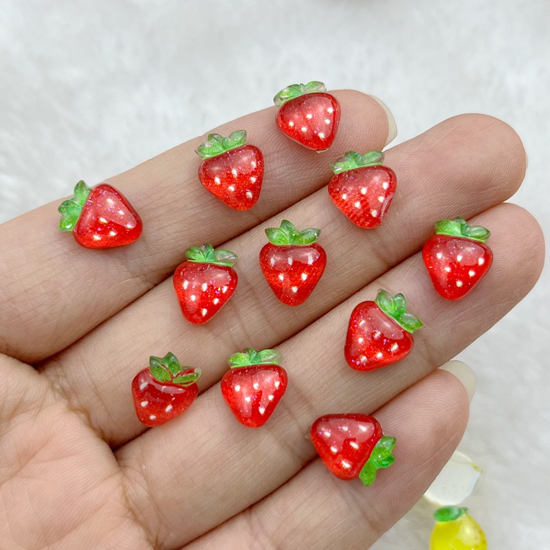 50pcs 수지 다채로운 반짝이 사과 포도 체리 무 과 - Nail Art Glossy 리뷰 및 가격