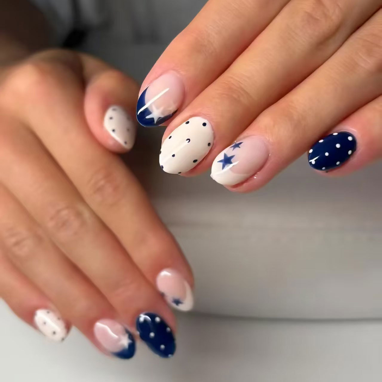 24개입 펜타그램 프렌치 디자인 짧은 타원형 네일 팁, - Nail Art Press On 리뷰 및 가격