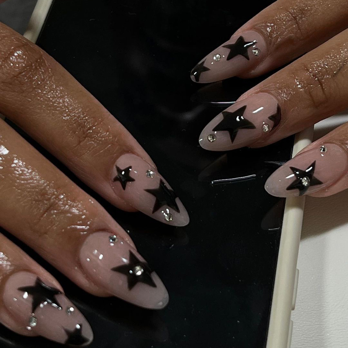 24개입 펜타그램 프렌치 디자인 짧은 타원형 네일 팁, - Nail Art Press On 리뷰 및 가격