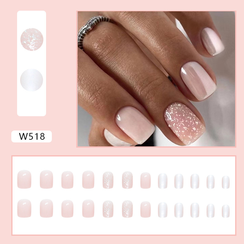 24개입 프레스온 네일, 짧은 스퀘어형 인조 네일, 순 - Nail Art Glossy 리뷰 및 가격