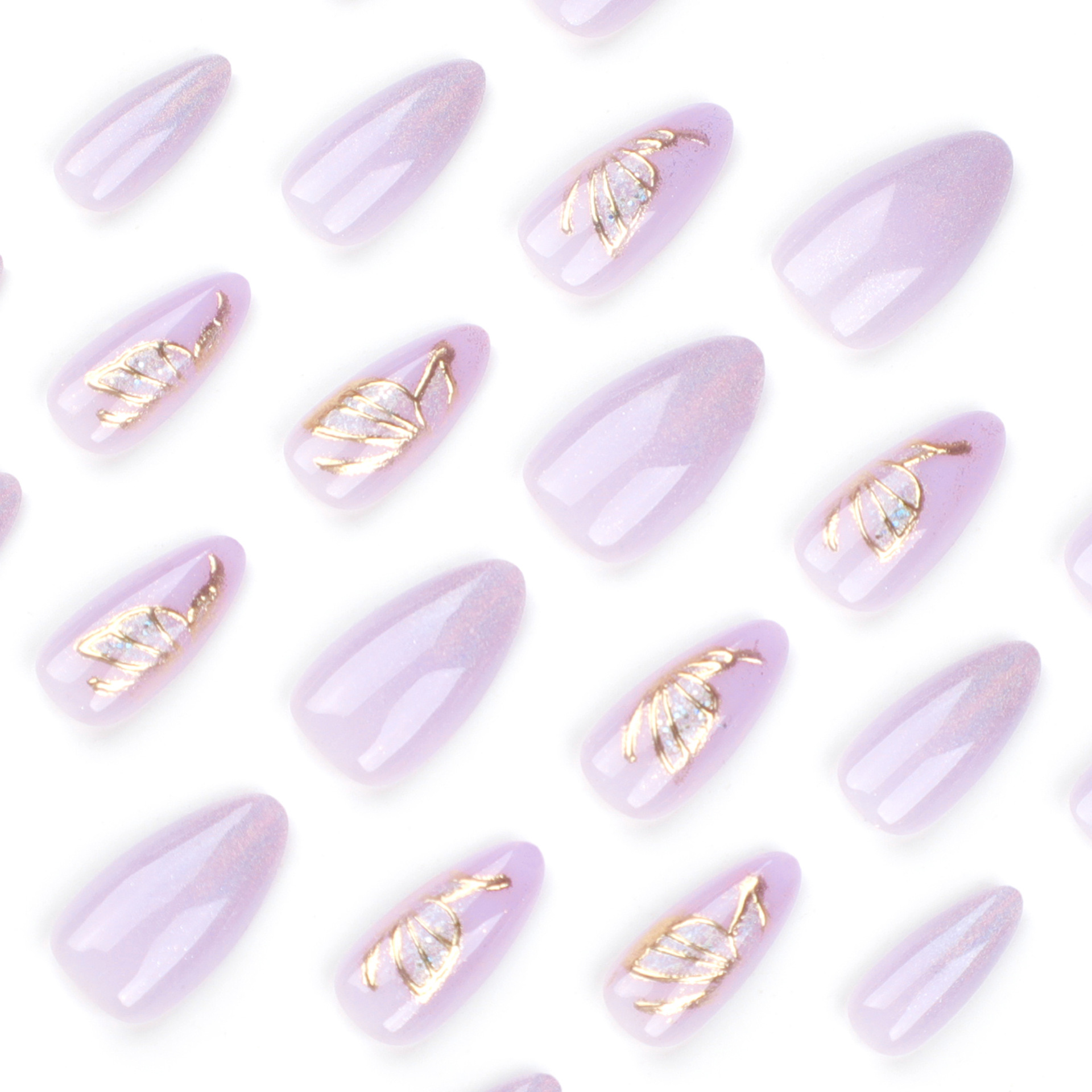 나비 프레스온 네일, 짧은 아몬드 모양 인조 네일, 광 - Nail Art Glossy 리뷰 및 가격