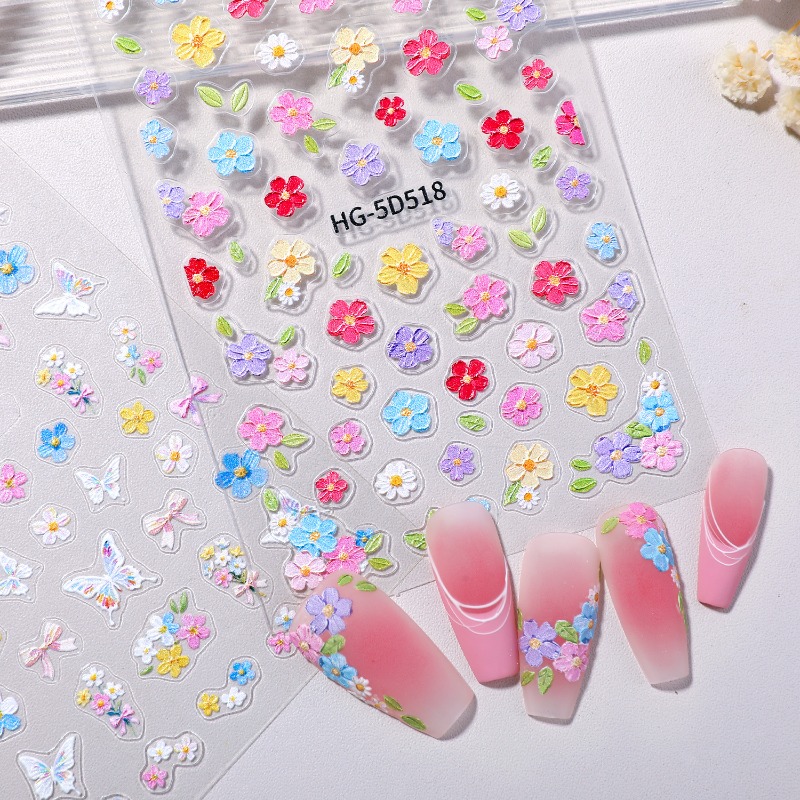 다채로운 꽃잎 네일 장식, 3D 꽃 네일 액세서리 스티 - Nail Art Home Service 리뷰 및 가격