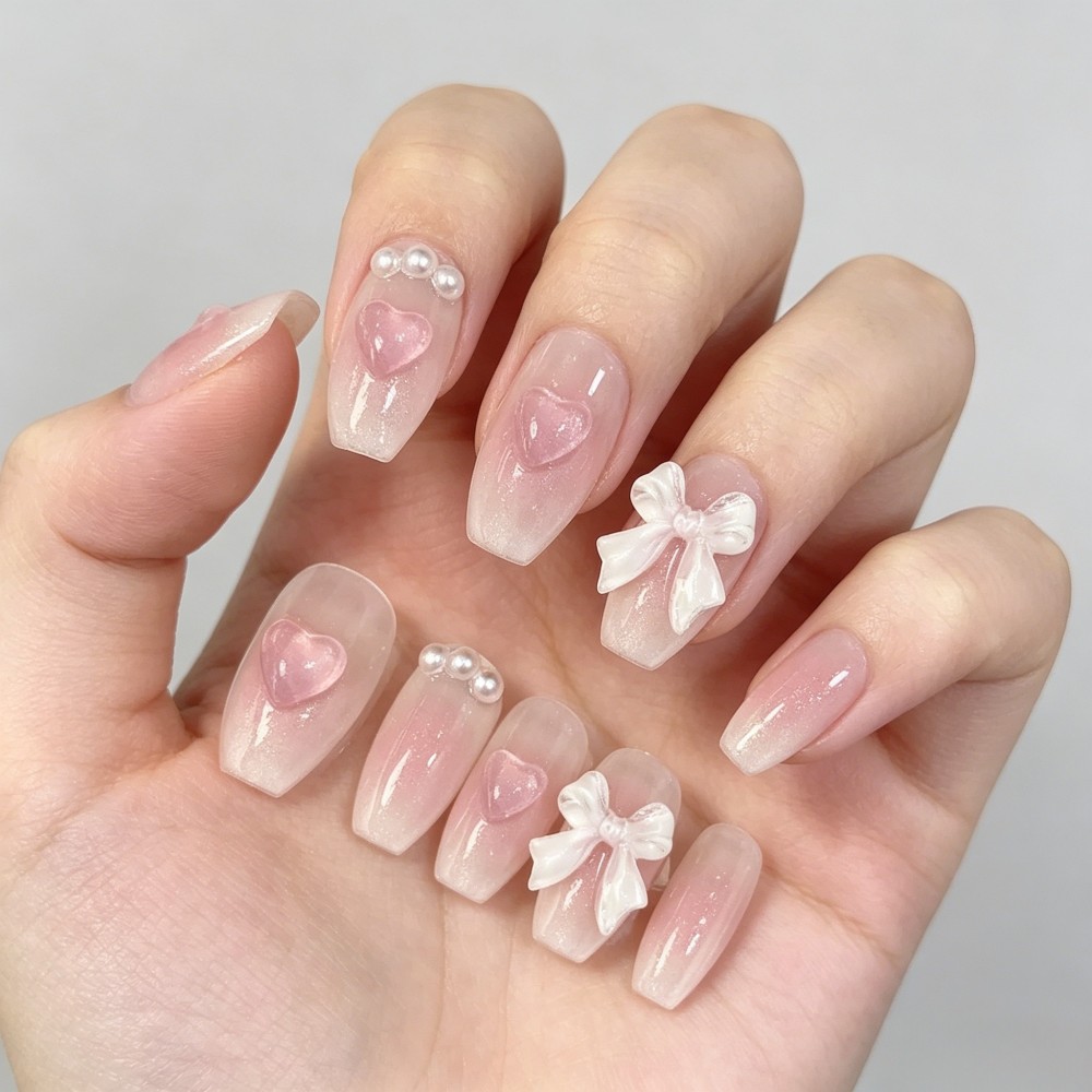 귀여운 핑크 스윗 프린세스 탈부착 가능한 핸드메이드 웨 - Nail Art Pink 리뷰 및 가격