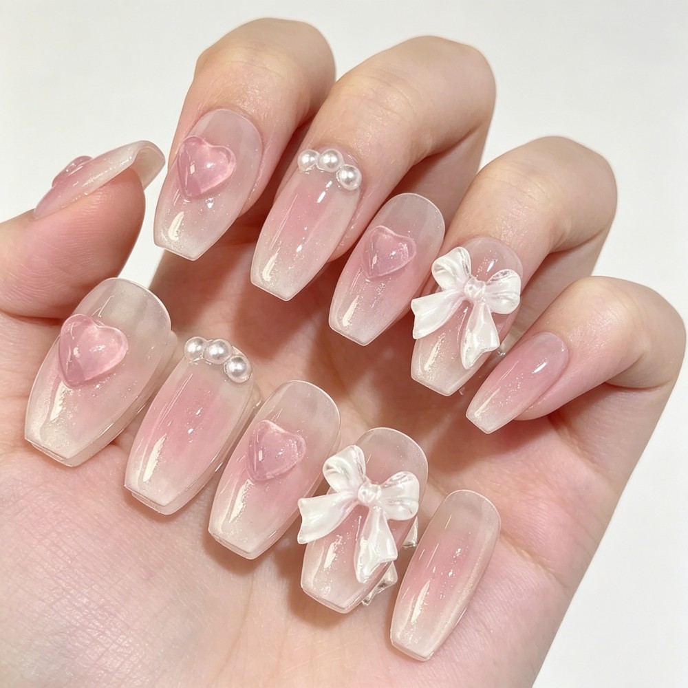 귀여운 핑크 스윗 프린세스 탈부착 가능한 핸드메이드 웨 - Nail Art Pink 리뷰 및 가격