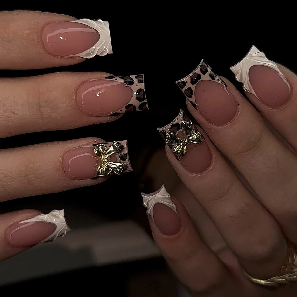 여성용 짧은 사각형 가짜 손톱, 갈색 레오파드 프린트와 - Nail Art Press On 리뷰 및 가격